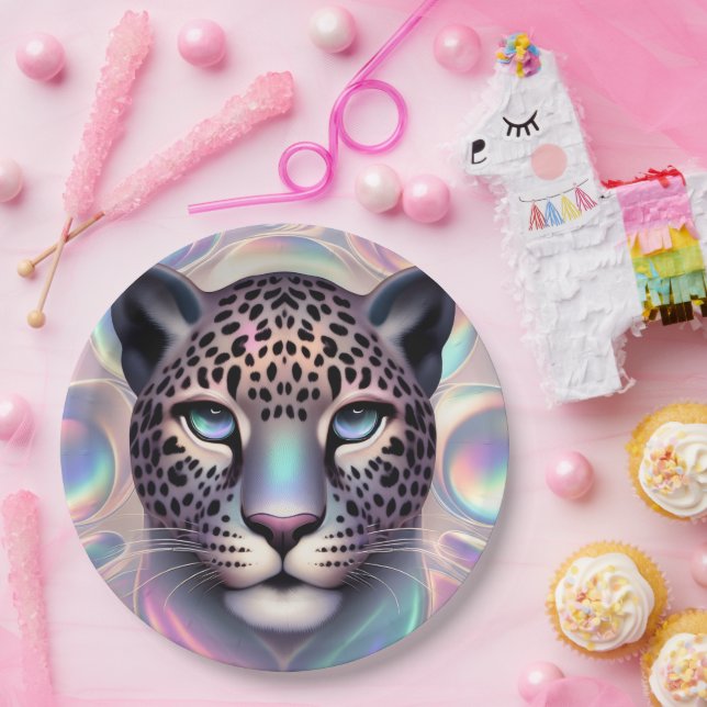 Posh Glam Opal Leopard Print Paper Plates (Party)