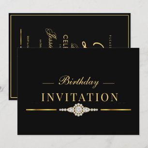 Posh Glamor Gold 25th Birthday Invitation