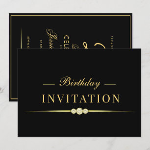 Posh Glamor Gold 25th Birthday Invitation