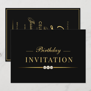 Posh Glamor Gold 25th Birthday Invitation