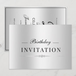 Posh Glamor Silver 25th Birthday Invitation