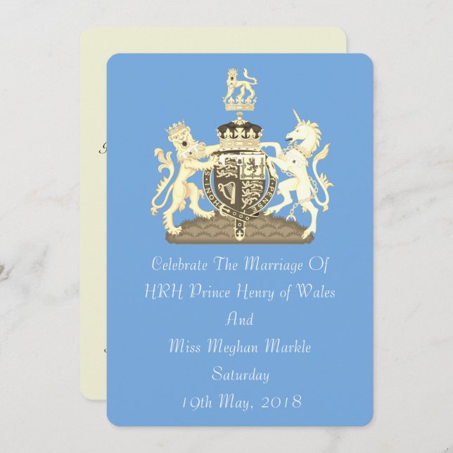 Posh Harry and Meghan Royal Wedding Invite (Blue) (Front/Back)