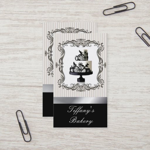Customizable Posh Lace Wedding Cake  Bakery Business Cards