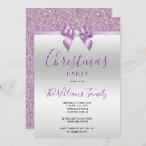 Posh Lilac Jewel Bow Christmas Party Invitation