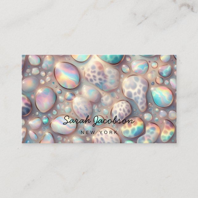 Posh Luxury Opal Iridescent Style Business Card (Front)