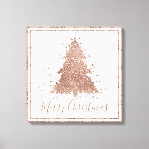 Posh Merry Christmas  Glam Rose Gold Blush Tree Canvas Print