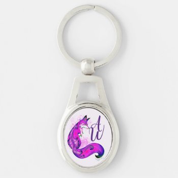 Posh Monogrammed Purple Stylized Fox  Keychain by Sipporah_Art at Zazzle