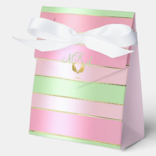 Posh Pastel Pink and Green Striped Favor Boxes