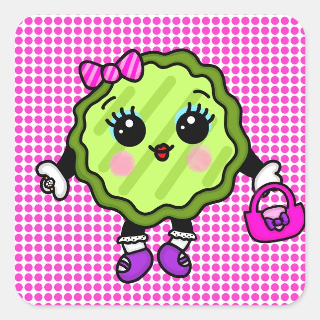 Posh Pickle | Pretty Blinged Up  Square Sticker (Front)