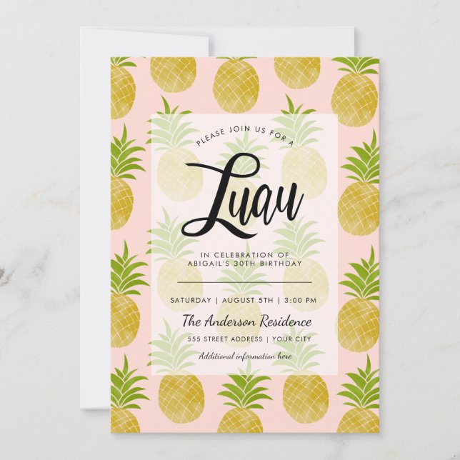 Posh Pineapple Luau Invite (Front)