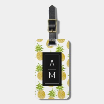 Posh Pineapple Monogrammed Luggage Tag by Whimzy_Designs at Zazzle
