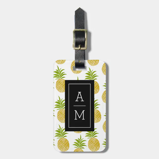 Posh Pineapple Monogrammed Luggage Tag Zazzle