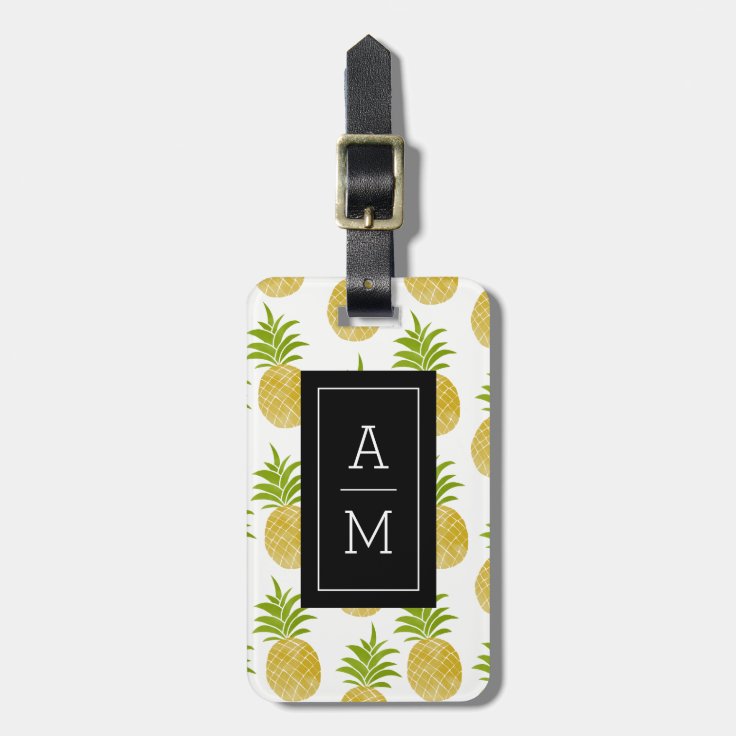 Posh Pineapple Monogrammed Luggage Tag | Zazzle
