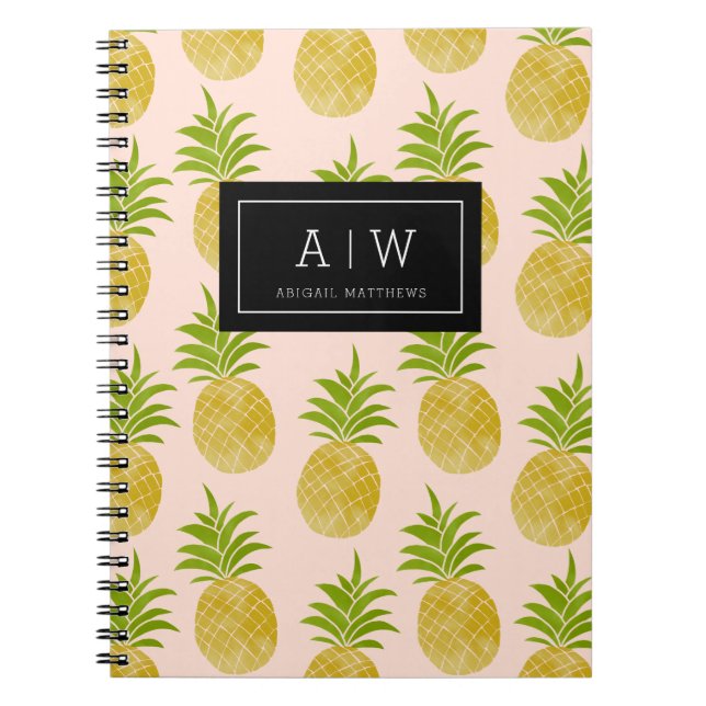 Posh Pineapple Monogrammed Notebook (Front)
