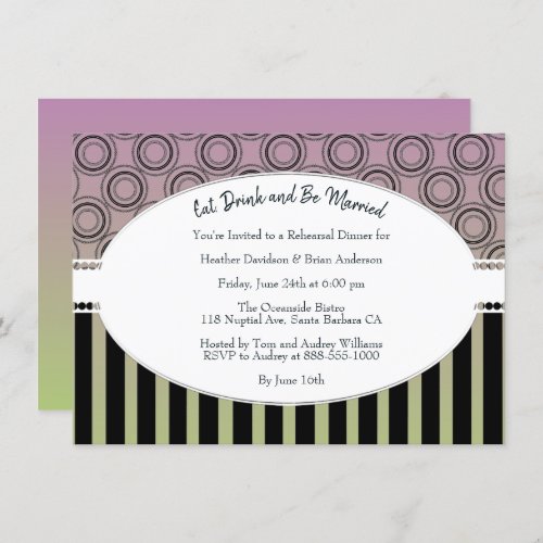 Posh Pink and Green Rehearsal Dinner Invite