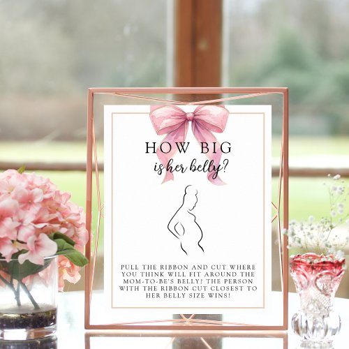 Posh Pink Belly Size Baby Shower Game Poster