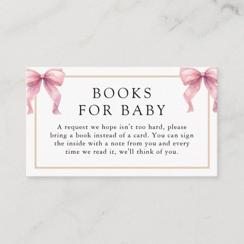 Posh Pink Coquette Bow Baby Shower Enclosure Card