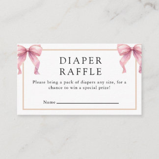 Posh Pink Coquette Bow Baby Shower Enclosure Card