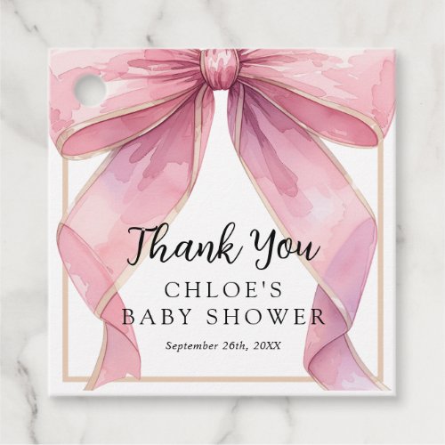 Posh Pink Coquette Bow Baby Shower Favor Tags
