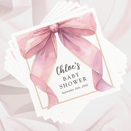 Posh Pink Coquette Bow Baby Shower Napkins