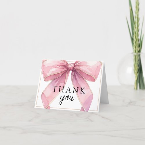 Posh Pink Coquette Bow Baby Shower Thank You Card