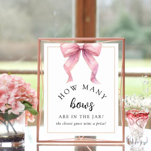 Posh Pink How Many Bows Baby Shower Game Poster