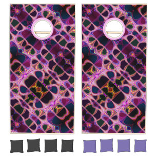 Posh Pink Purple Elegant Multicolored Art For Her Cornhole Set