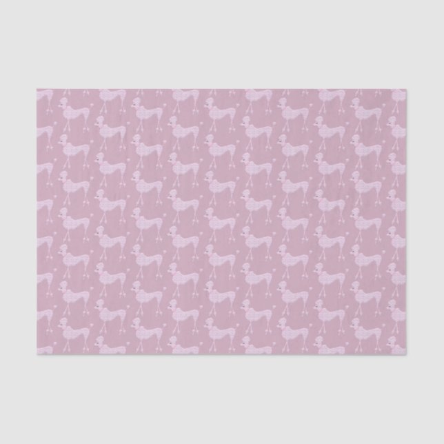 Posh Pink Purple Poodle Dogs Pattern Tissue Paper (Front)