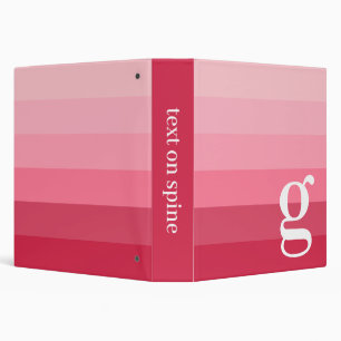 Posh Pink Retro Stripes Gradient - Huge Monogram 3 Ring Binder