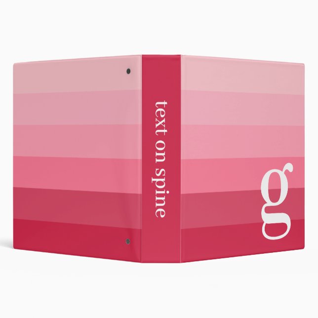 Posh Pink Retro Stripes Gradient - Huge Monogram 3 Ring Binder (Background)
