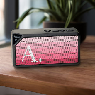 Posh Pink Retro Stripes Gradient - Huge Monogram Bluetooth Speaker