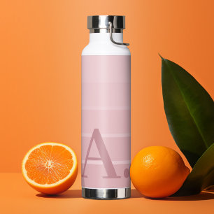 Posh Pink Retro Stripes Gradient - Huge Monogram Water Bottle