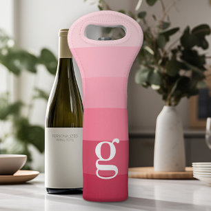 Posh Pink Retro Stripes Gradient - Huge Monogram Wine Bag