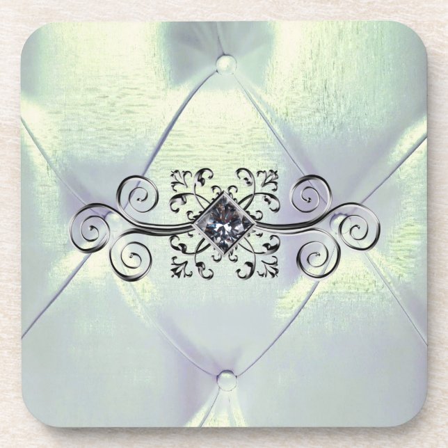 Posh pintuck satin and diamond coaster (Front)