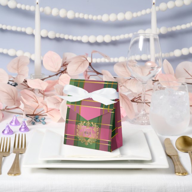 Posh Plaid Pink and Green  Favor Boxes (Wedding)