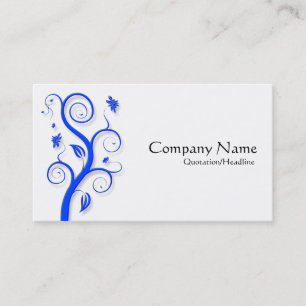 Posh Plant (Shadowed) - Blue on White Business Card