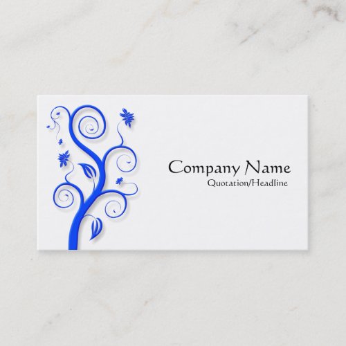 Posh Plant Shadowed _ Blue on White Business Card