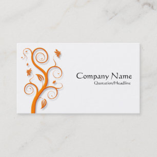 Posh Plant (Shadowed) - Orange on White Business Card