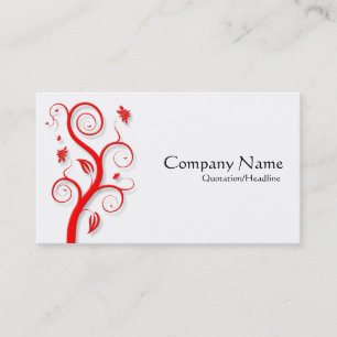 Posh Plant (Shadowed) - Red on White Business Card