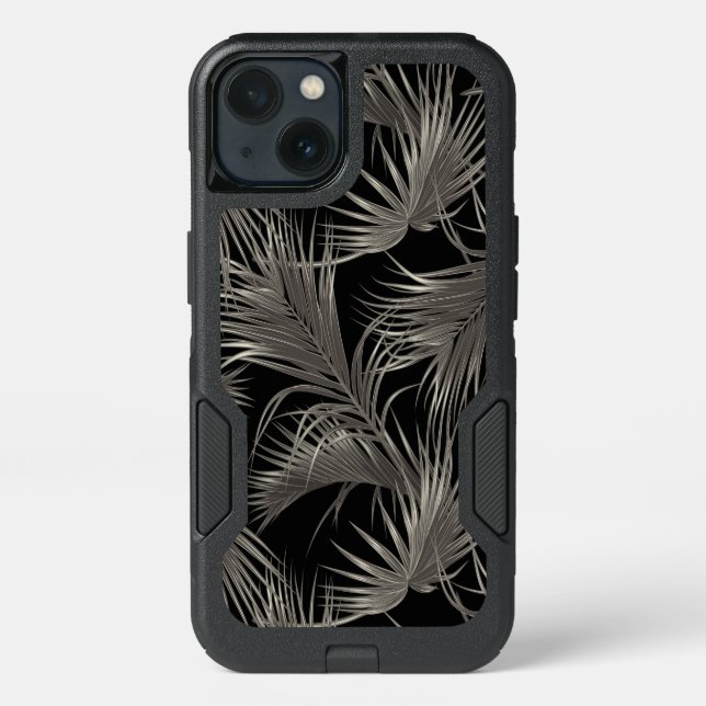 Posh Platinum Palm Fronds Tropical Elegant Otterbox iPhone Case (Back)