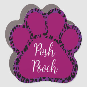 Posh Pooch on Board purple pink leopard paw print Car Magnet