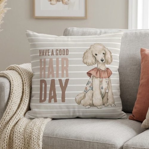 Posh Poodle Doodle Dog Funny Throw Pillow