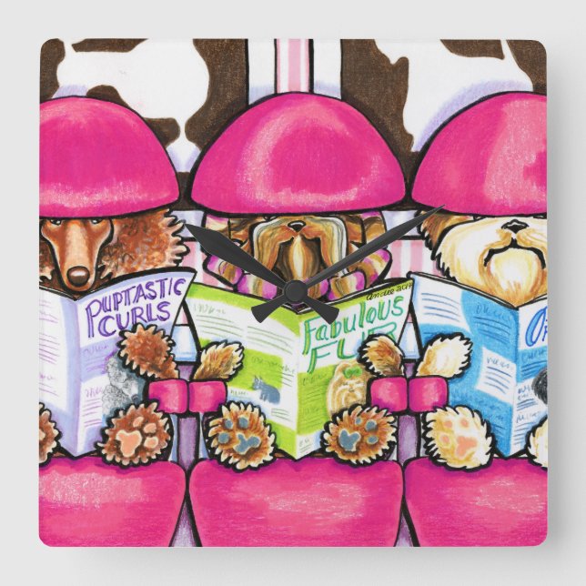 Posh Pup Salon Square Wall Clock (Front)