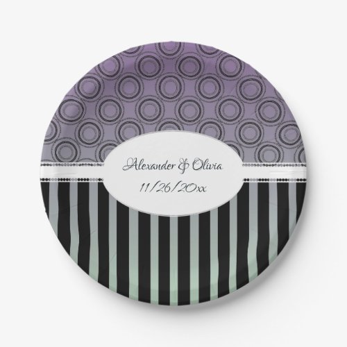 Posh Purple and Green Bridal Shower Paper Plate