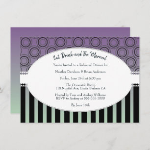 Posh Purple and Green Rehearsal Dinner Invite