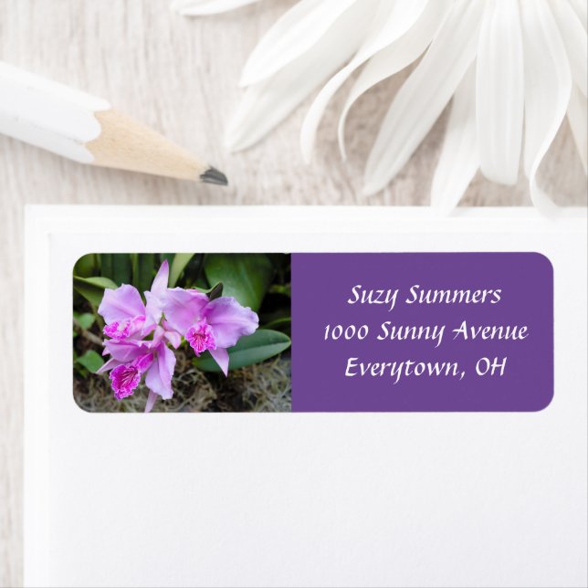 Posh Purple Orchids Address Label (Insitu)