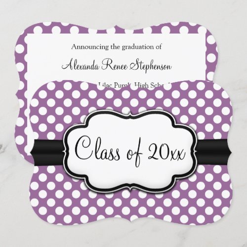 Posh Purple Polka Dot Graduation Invitations