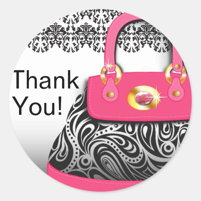 Posh Purse Thank You Round Sticker (Front)