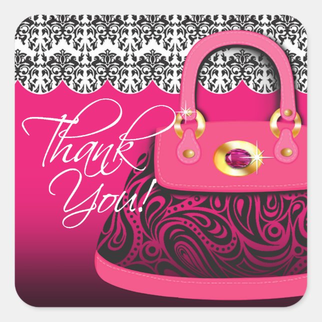 Posh Purse Thank You Square Sticker (Front)