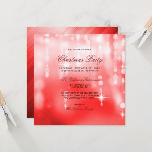 Posh Red Lights Bokeh Christmas Invitation